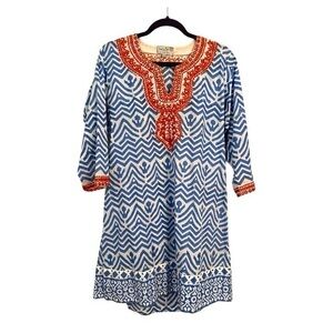 ANTHROPOLOGIE 10 BELLA TU BY GOPI VAID Embroidered Tunic Dress